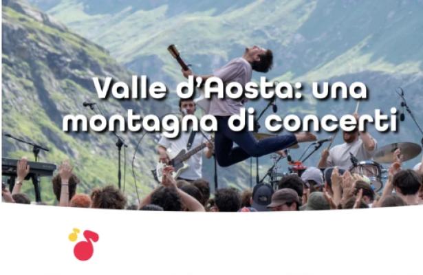 Energetic concert in the Aosta Valley mountains, enthusiastic crowd.